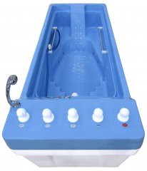 Гольфстрим с ПДМ + гидрофорсунки. Цвет ванны голубое ложе (RAL 5874), белая панель (RAL 9003)