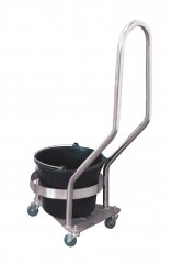 A trolley for curative mud with a bucket