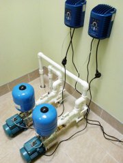 The pump station is designed to increase the pressure of cold or hot water